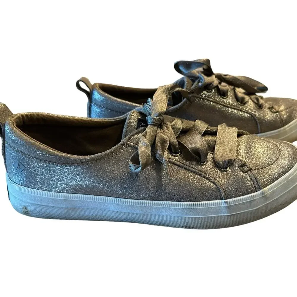 Sperry Women’s Size 6 Bronze Metallic Satin Ribbon Lace Up Sneakers - Picture 7 of 7